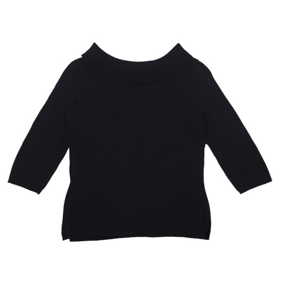 Rafaella Cotton Sweater Womens Size M Petite Round Neck Top Black - Picture 1 of 10